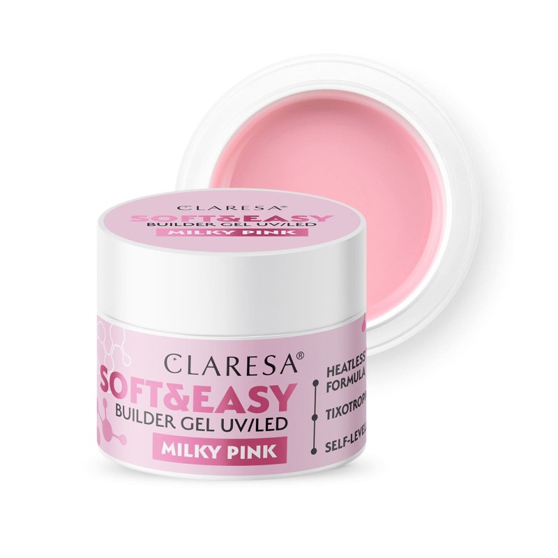 Claresa - Żel budujący SOFT&EASY builder gel milky pink 12g