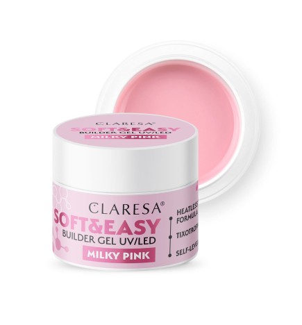 Claresa - Żel budujący SOFT&EASY builder gel milky pink 12g