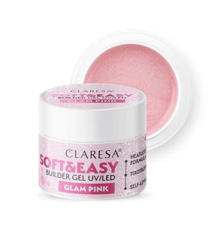 Claresa - Żel budujący SOFT&EASY builder gel glam pink 12g