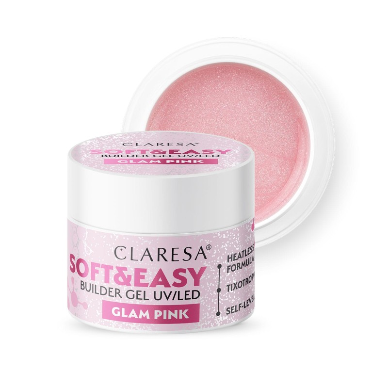 Claresa - Żel budujący SOFT&EASY builder gel glam pink 45g