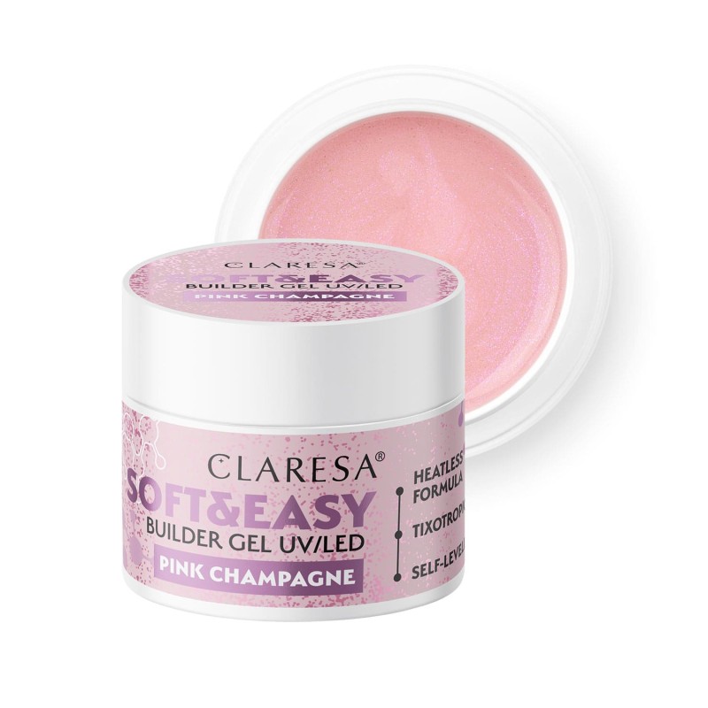 Claresa - Żel budujący SOFT&EASY builder gel pink champagne 12g