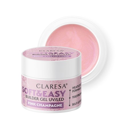 Claresa - Żel budujący SOFT&EASY builder gel pink champagne 12g