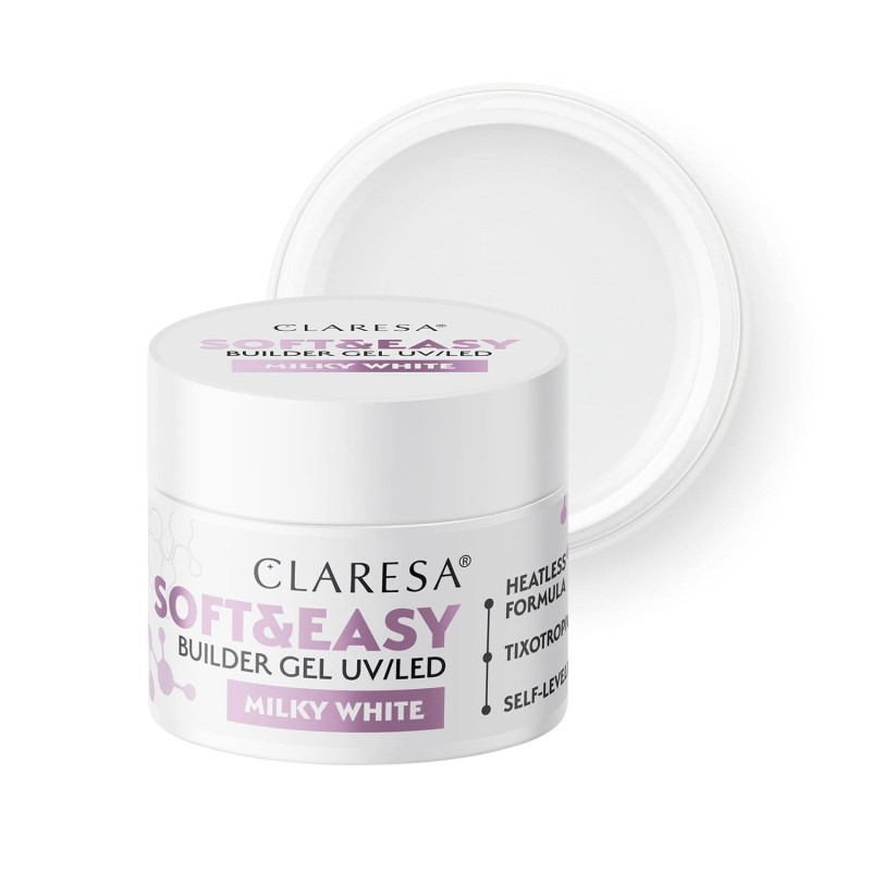 Claresa - Żel budujący SOFT&EASY builder gel milky white 90g