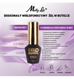 MollyLac Żel Do Paznokci W Butelce Z Pędzelkiem Wielofunkcyjny Gel In Bottle Icy Pink 10 G