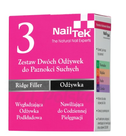 Nail Tek 3 Zestaw Dwóch Odżywek Do Paznokci Suchych 2x15ml