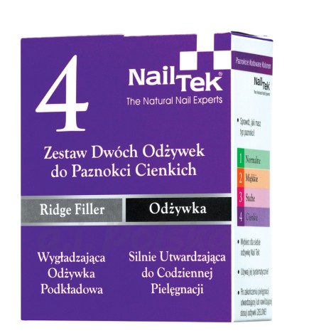 Nail Tek 4 Zestaw Dwóch Odżywek Do Paznokci Cienkich 2x15ml