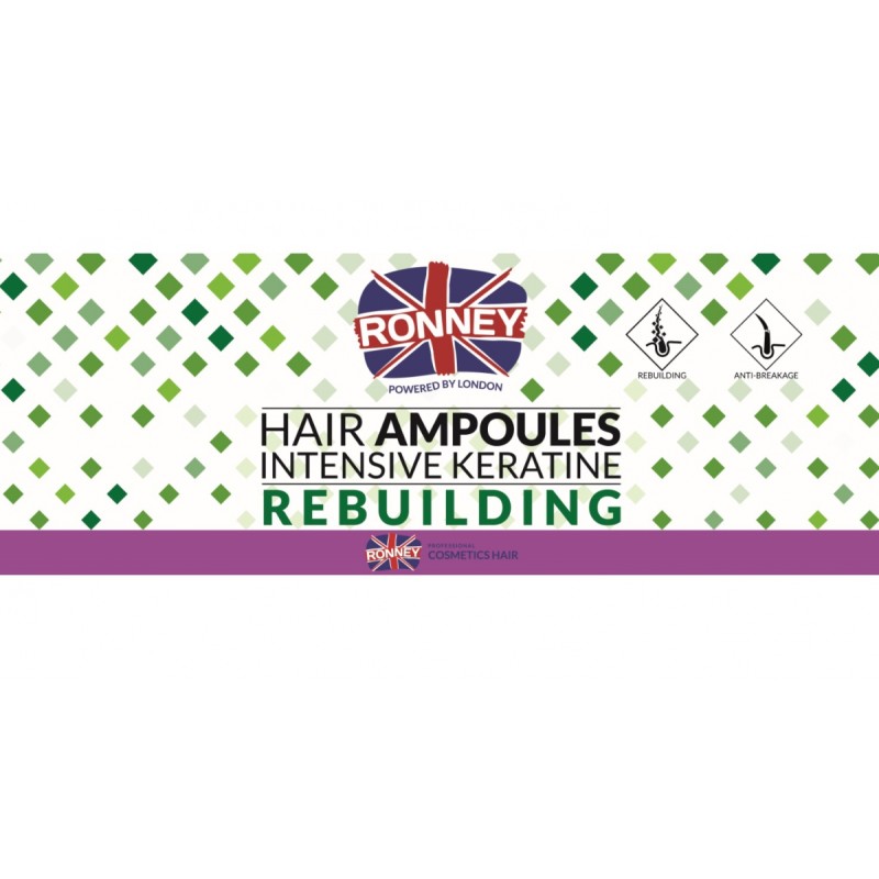 Ronney Zestaw Hair Ampoules Intensive Keratine Rebuilding - Ampułki z keratyną 12 szt