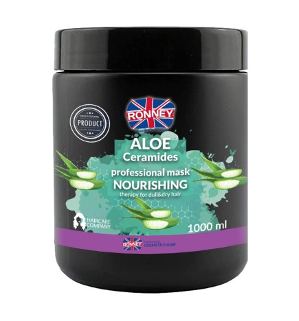 Ronney Mask Nourshing Aloe Ceramides- Maska Nawilżająca Do Włosów Matowych I Suchych Aloe 1000 Ml