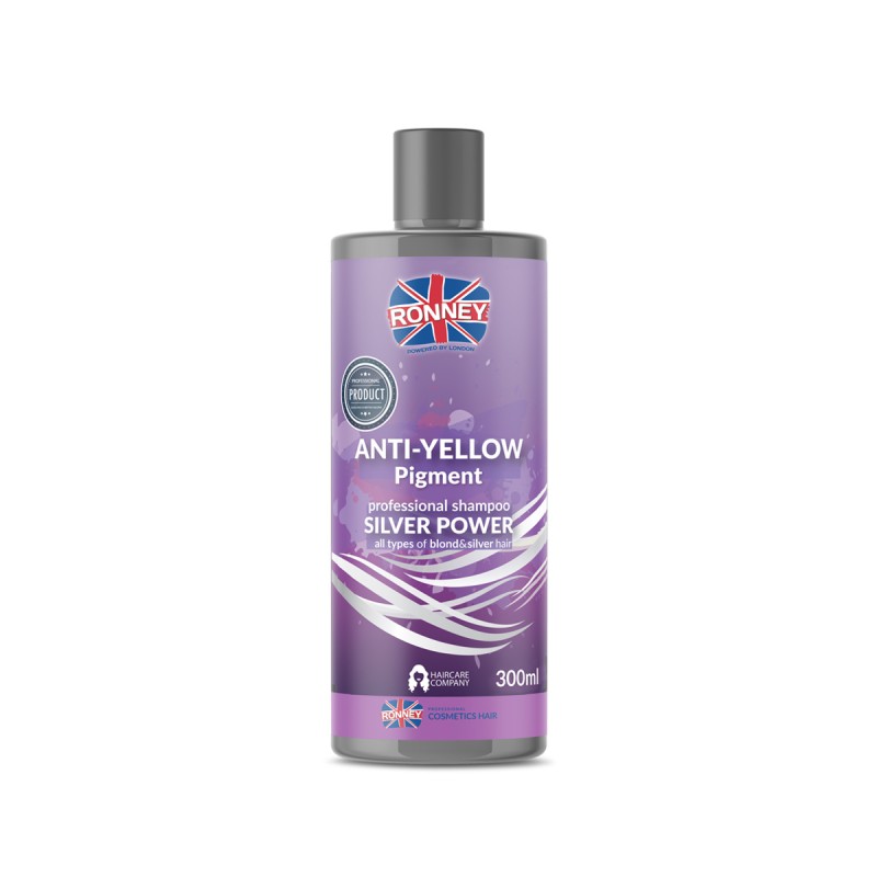 Ronney Shampoo Silver Power Anti-Yellow Pigment - Szampon Do Włosów Blond, Rozjaśnianych I Siwych No Yellow 300 Ml