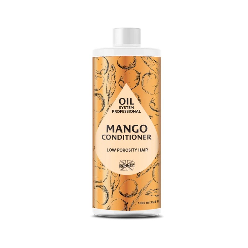 Ronney Professional Oil System Low Porosity Hair - Odżywka Do Włosów Niskoporowatych Mango 1000 Ml