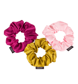 Glov - Gumki do Włosów Scrunchies 3-Pak Silk Satine Pink Set