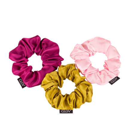 Glov - Gumki do Włosów Scrunchies 3-Pak Silk Satine Pink Set