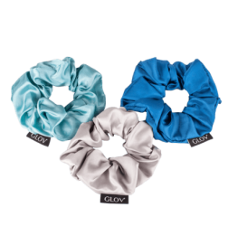 Glov - Gumki do Włosów Scrunchies 3-Pak Silk Satine Blue Set