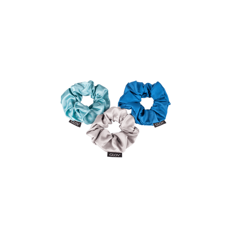 Glov - Gumki do Włosów Scrunchies 3-Pak Silk Satine Blue Set