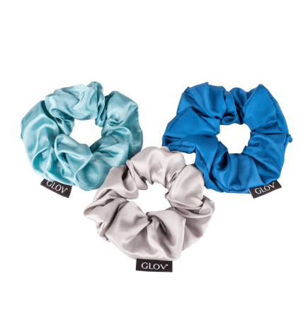 Glov - Gumki do Włosów Scrunchies 3-Pak Silk Satine Blue Set