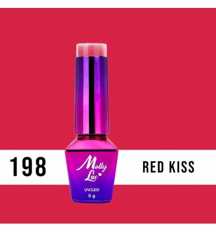 Lakier Hybrydowy MollyLac Hearts & Kisses Red Kiss Nr.198 5ml