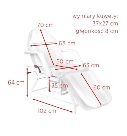 Fotel Kosmetyczny 557A z Kuwetami Biały