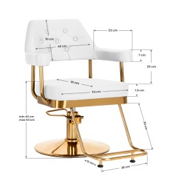 Gabbiano fotel fryzjerski Granada złoto biały