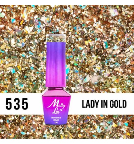 Lakier Hybrydowy MollyLac Crushed Diamonds Lady in Gold Nr.535 5ml