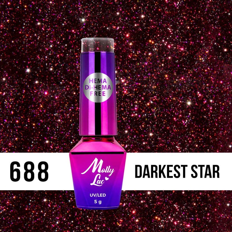 Lakier Hybrydowy MollyLac Shocking Shine Darkest Star Nr.688 5ml