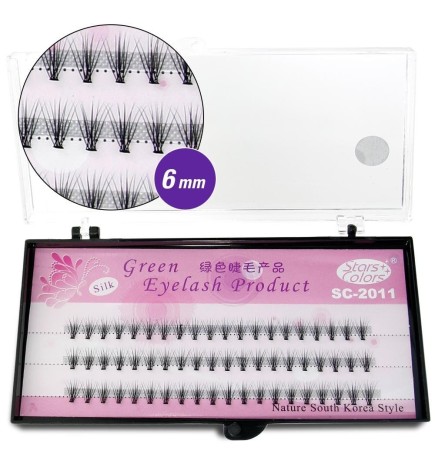 Rzęsy Kępki Green Eyelash Jedwabne 6mm Czarne