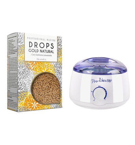 Zestaw Do Depilacji Pro Wax + Drops Gold Natural 800g