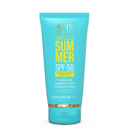 Apis Hello Summer SPF 50, Emulsja Do Opalania Ciała Z Olejem Monoi 200ml