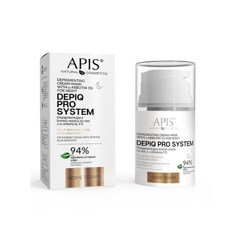 APIS Depiq Pro System Depigmentująca Kremo-Maska Na Noc Z Α-Arbutyną 1% 50 ml