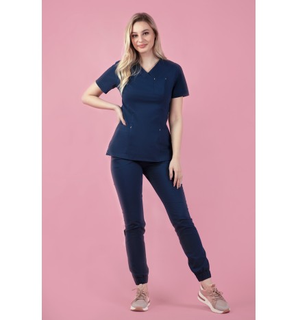 Rena Bluza Medyczna Scrubs 101 - Jeansowy Granat