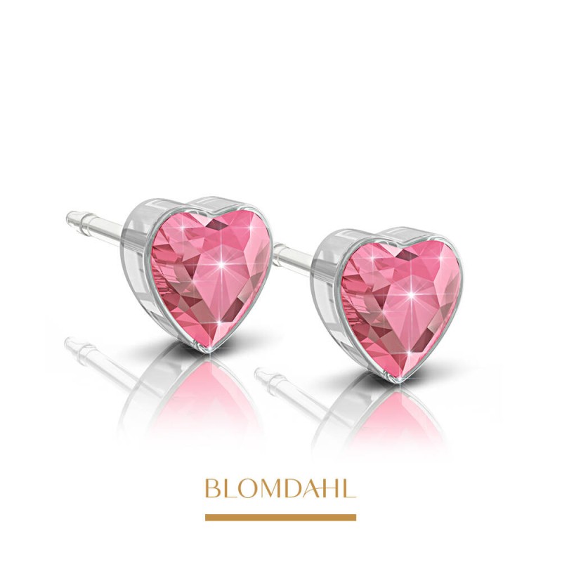 Blomdahl - Kolczyk Heart Light Rose 6mm 2szt