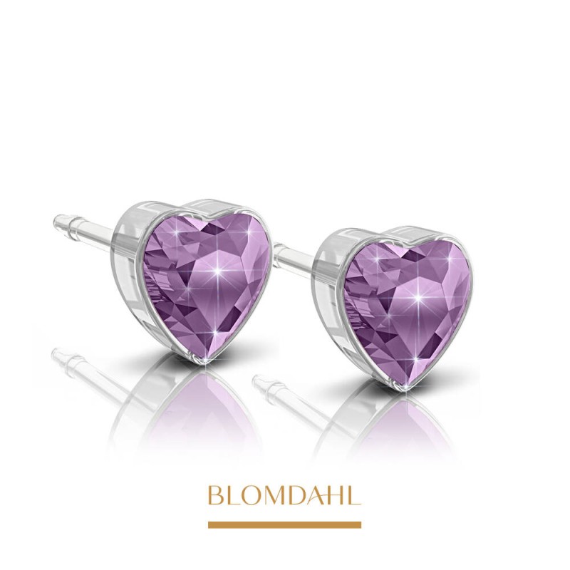 Blomdahl - Kolczyk Heart Light Amethyst 6 mm SFJ 2 Szt