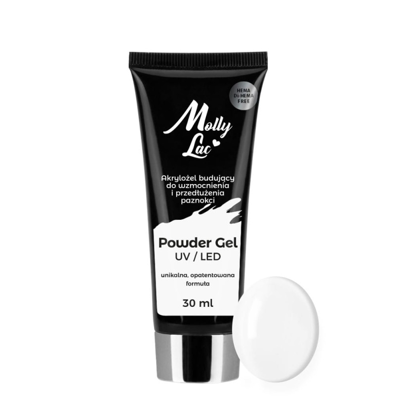 Mollylack Powder Gel Akrylożel Budujący Hema/Di-Hema Free White 30ml Nr 02