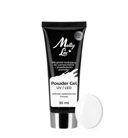 Mollylack Powder Gel Akrylożel Budujący Hema/Di-Hema Free White 30ml Nr 02