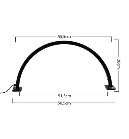 Lampa Kosmetyczna Led Łuk HQ-55X 25W Biurkowa Bezcieniowa Czarna Rozmiar S