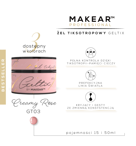 Makear GT03 - Geltix Żel Budujący Tiksotropowy Creamy Rose 50ml