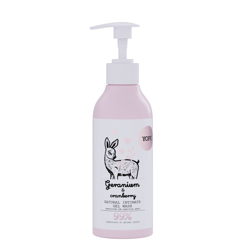 Yope Naturalny Żel Do Mycia Intymnego Geranium I Żurawina 99% 300ml