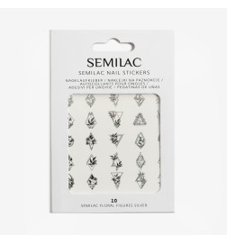 Semilac 10 Floral Silver Nails Stickers