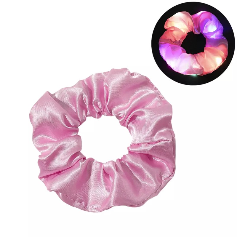 Świecąca Gumka Do Włosów Scrunchie LED Różowa