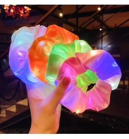 Świecąca Gumka Do Włosów Scrunchie LED Różowa