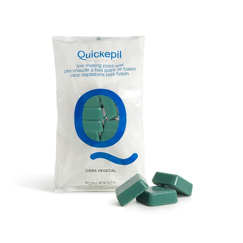 Quickepil wosk do depilacji twardy bezpaskowy do depilacji vegetal zielony 1 kg