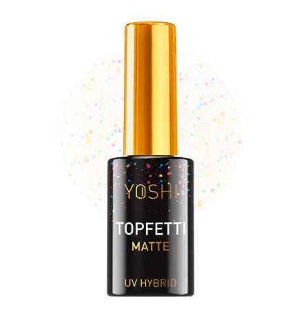 Yoshi - Uv Top Topfetti Matte Top Z Kolorową Drobiną, Wykończenie Matowe 10ml