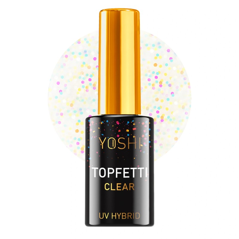 Yoshi - Uv Top Topfetti Clear Top Z Kolorową Drobiną, Wykończenie Błysk 10ml