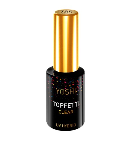 Yoshi - Uv Top Topfetti Clear Top Z Kolorową Drobiną, Wykończenie Błysk 10ml