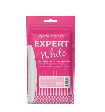 Staleks Pro Expert White DFE-40-180W Nakładki Jednorazowe Białe Do Pilnika Półksiężyc Gradacja 180 30 Sztuk