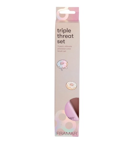 Framar Triple Threat Brush Set Glazed Donut - Zestaw Pędzli Do Koloryzacji, 3 Szt.