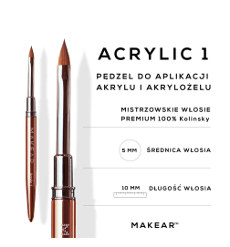 Makear Pędzel Do Nakładania Akrylu Acrylic 1, Włosie 100% Kolinsky