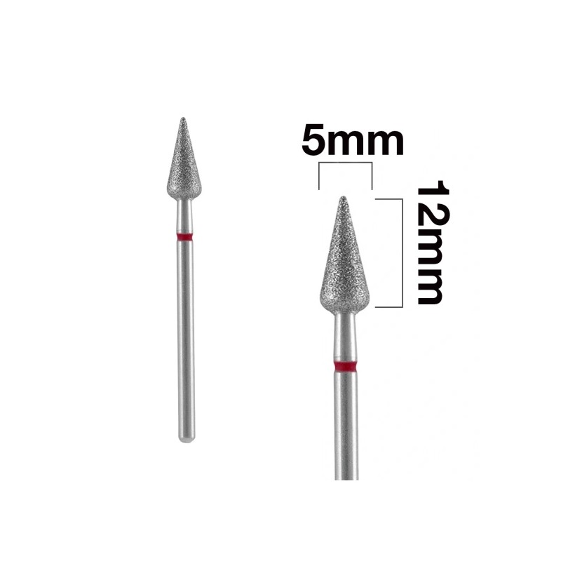 Staleks Frez Diamentowy Grusza Ostra Czerwona EXPERT Średnica 5 Mm / Część Pracująca 12 Mm