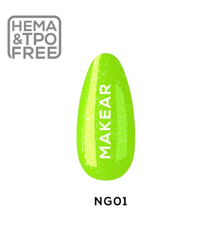 Makear Lakier Hybrydowy NG01 Glitter Neon 8Ml