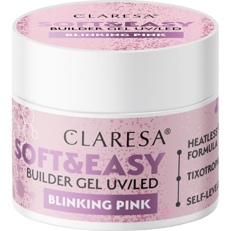 Claresa Soft&Easy Builder Gel UV/LED Żel Budujący - Blinking Pink 45g