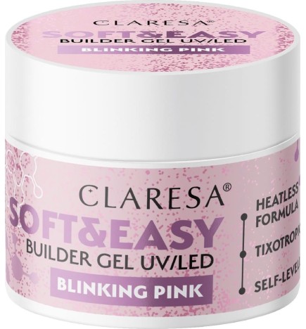 Claresa Soft&Easy Builder Gel UV/LED Żel Budujący - Blinking Pink 90g